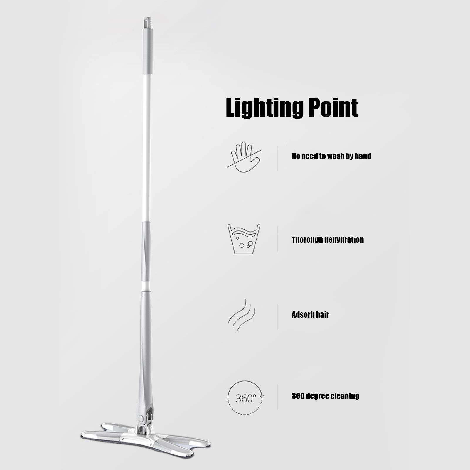 Microfiber Mop for Floor Cleaning, Dust Mop with Self Wringing, Ceramic Floor, Wood Floor Cleaner Mop, Dry Wet Mop with Removable Washable Pad