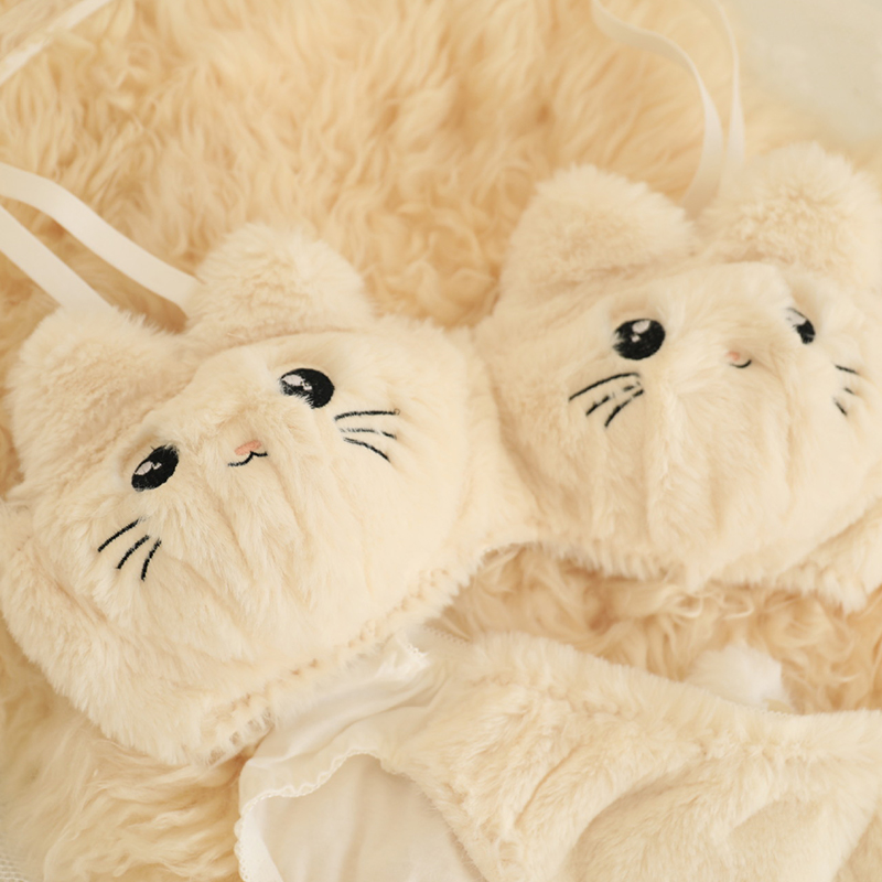 Kitty Ears Cartoon Plush Lingerie Set