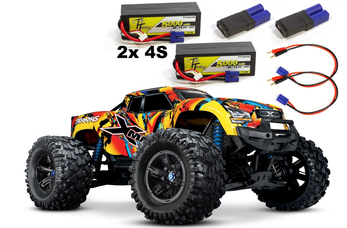 X-MAXX 4x4 new 8S version RTR complete set with 2x 4S / 5000 mAh batteries + Dual charger 2x120W