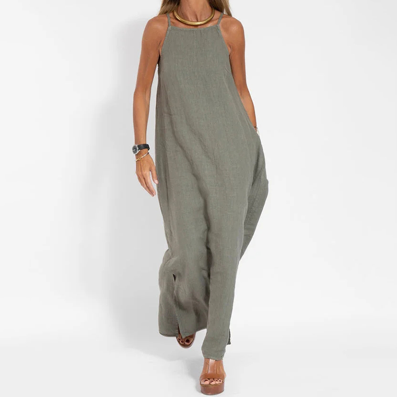Retro Split Strap Comfy Maxi Dress