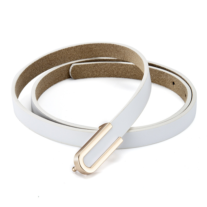 Pure cowhide thin belt lady with dress dress fashion Korean version ins style skirt belt simple leather belt