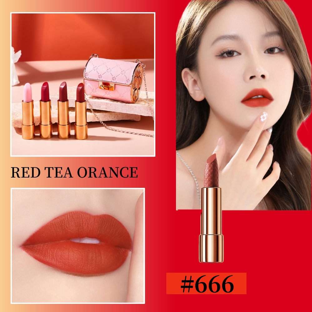 HOT SALE🔥Waterproof Non-Stick Cup Long Lasting Retractable 4 Colors Leather Bag Lipstick Set