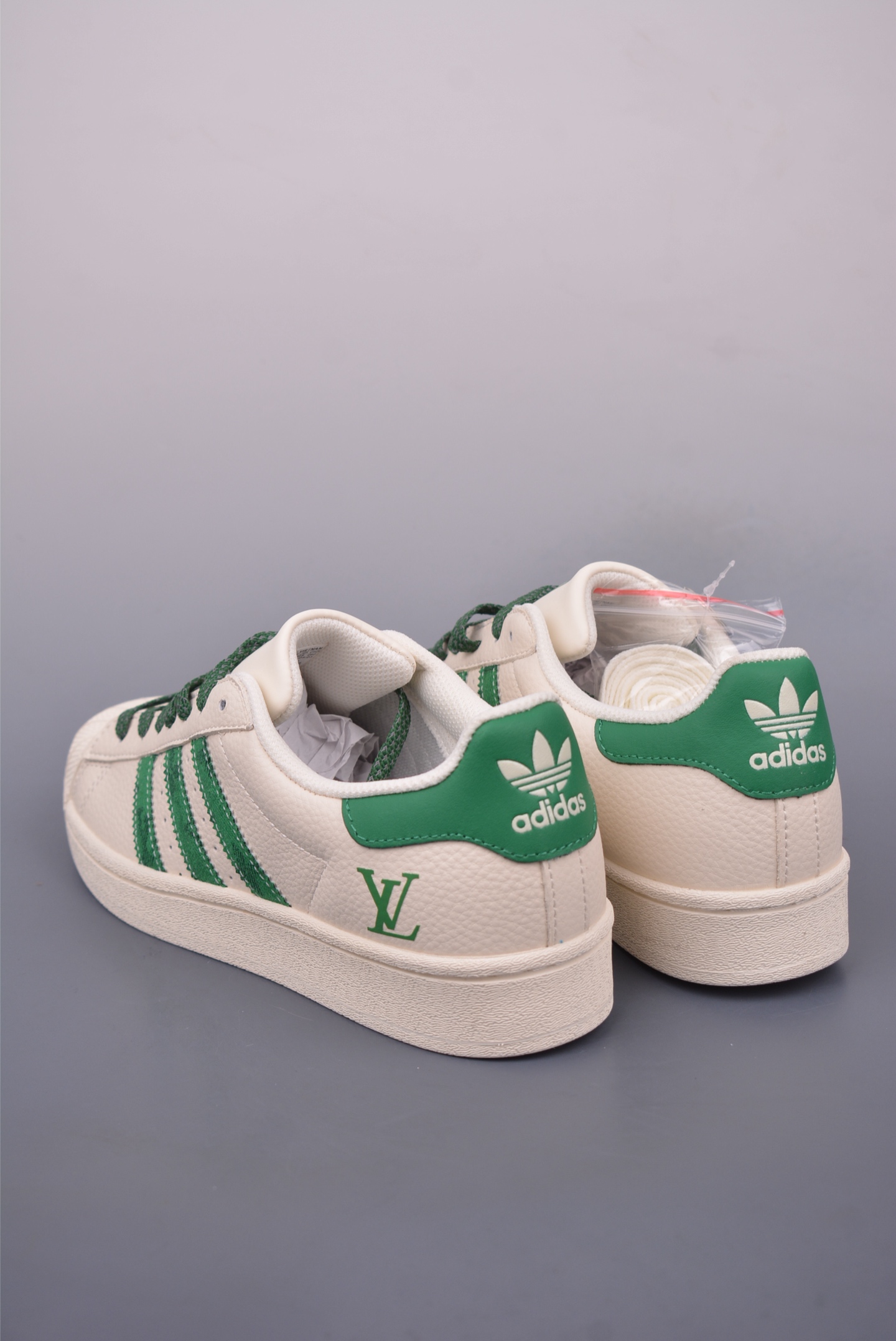 Louis Vuitton x Adidas Originals Superstar Sneakers Off-White Green SX0005