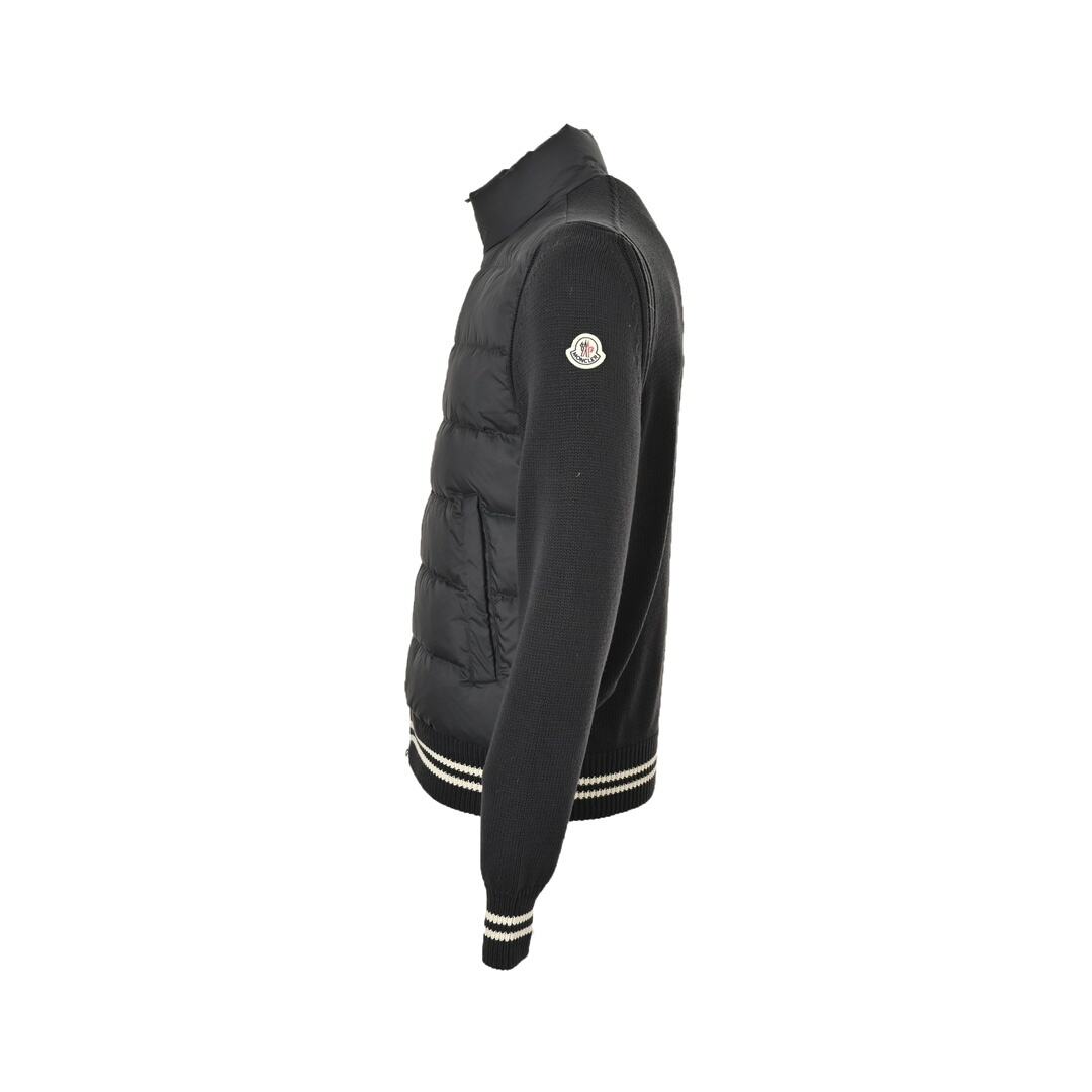 Moncler patchwork wool sleeves stand collar thin velvet down jacket