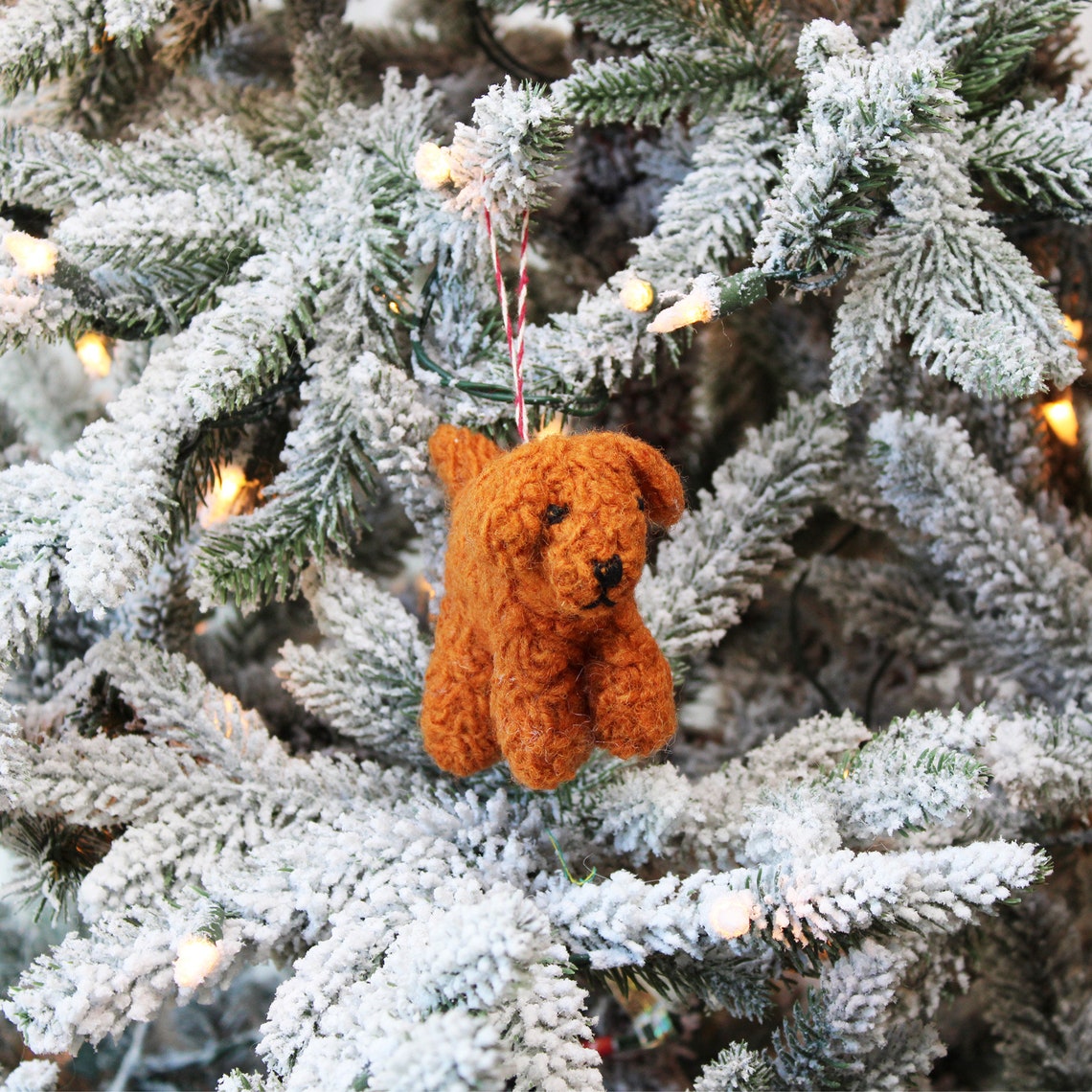 🐕Curly Doodle Dog Felted Wool Ornament