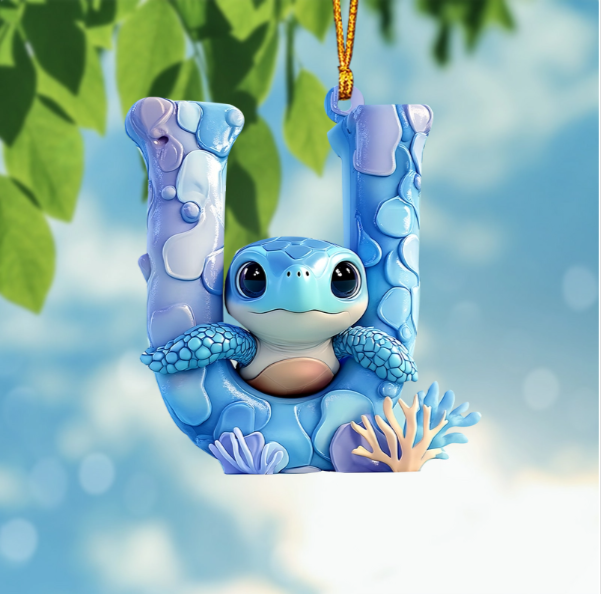 Cute Turtle Letter Shaped Ornament