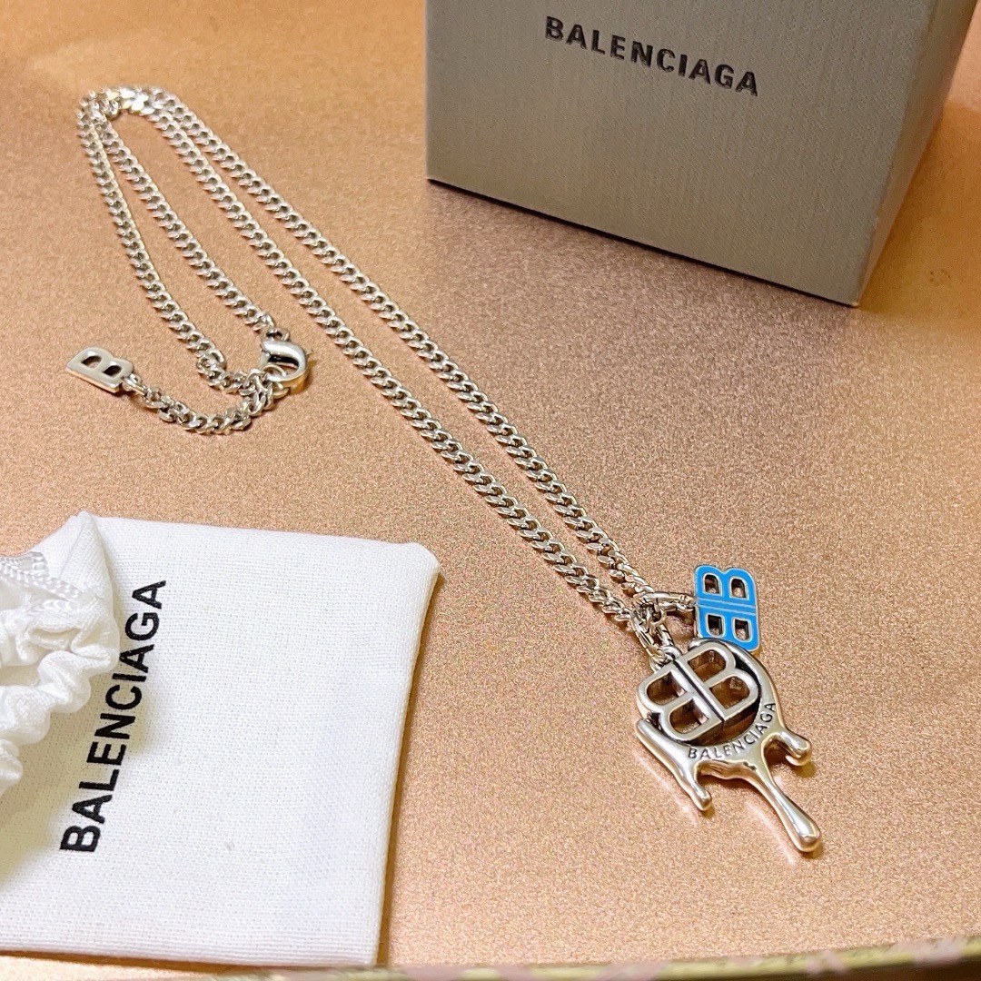 Balenciaga Blue BB Chain Vintage Necklace