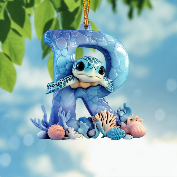 Cute Turtle Letter Shaped Ornament