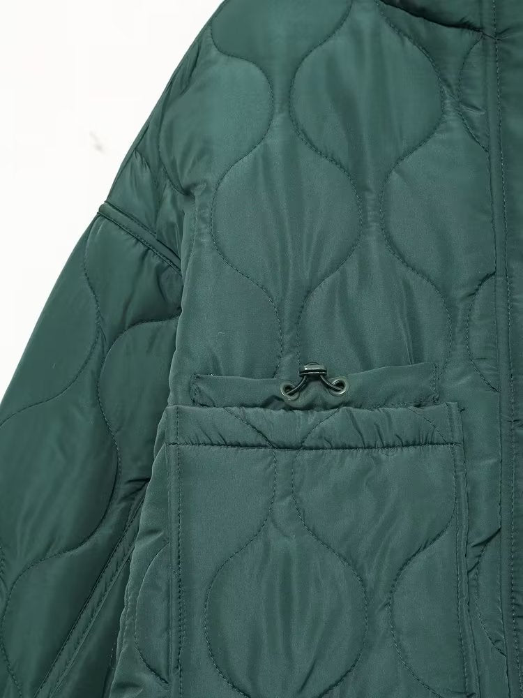 Autumn Women Clothing Street City Casual Stand Collar Cotton Coat Jacket