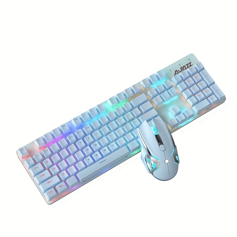 AJAZZ Watcher Third Generation Blue Light Mechanical Keyboard And Mouse Set For Gaming, Typing And Office Use, Specially Designed For Female Users
