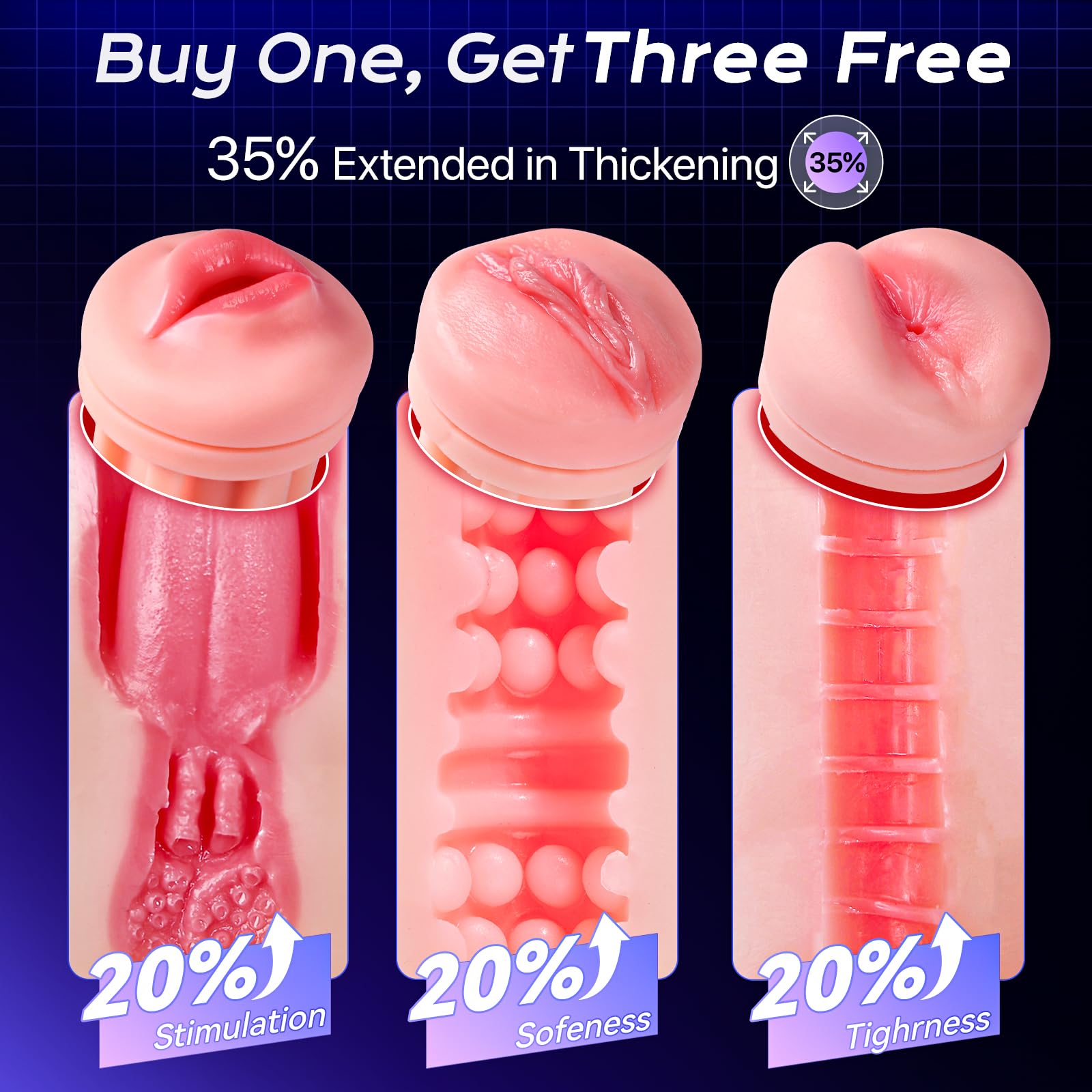 Male Masturbator Sex Toys for Men - 3 Sleeves Sets AI Sync Pocket Pussy Penis Pump with 9 Sucking & 9 Vibrating, APP Control Mens Sex Toy Adult Toys, Colorful Lighting Stroker Blowjob Machine