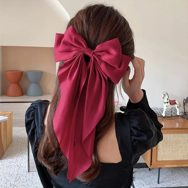 Long Satin Hair Bow