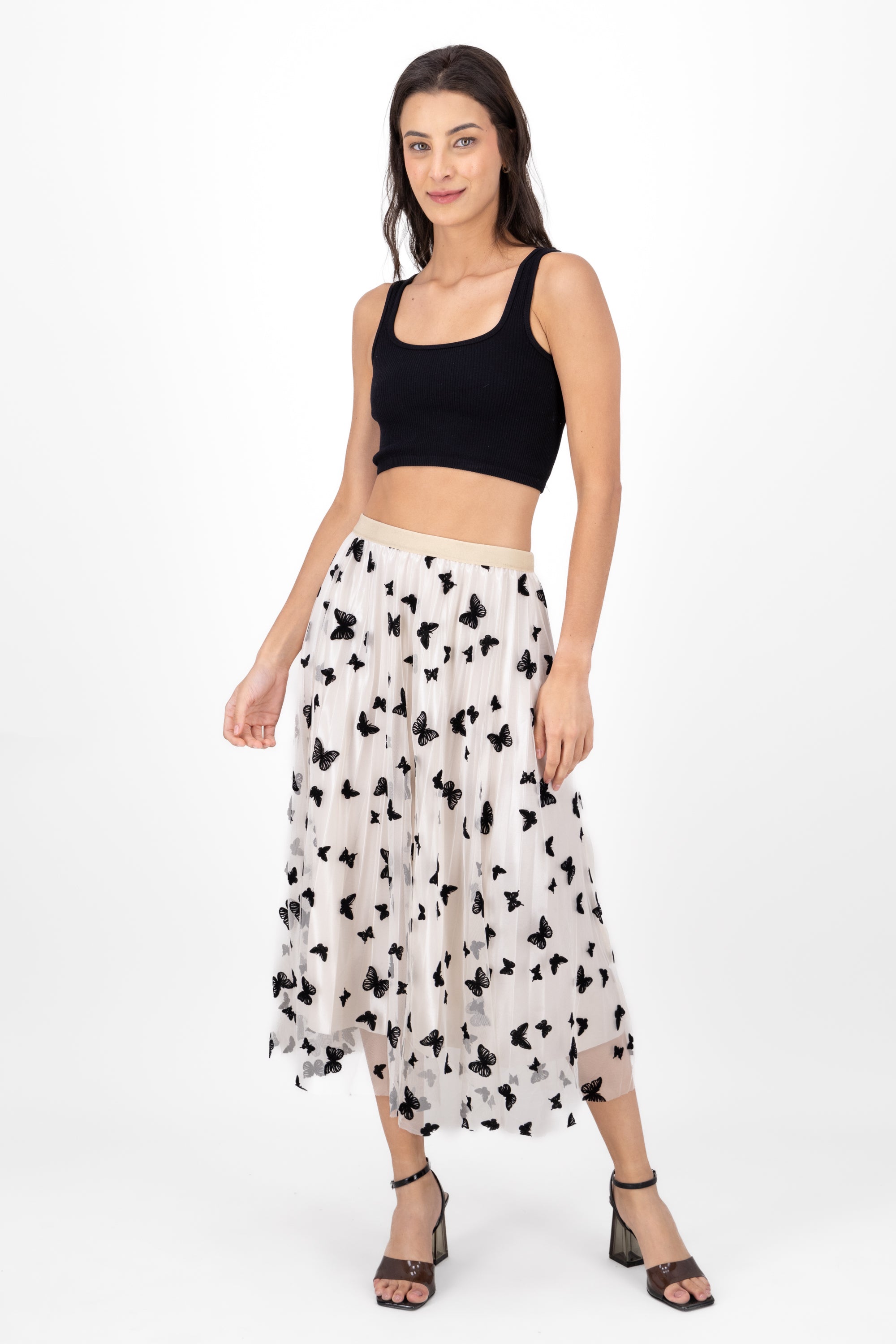 ButterflyPrint Tulle MidiSkirt