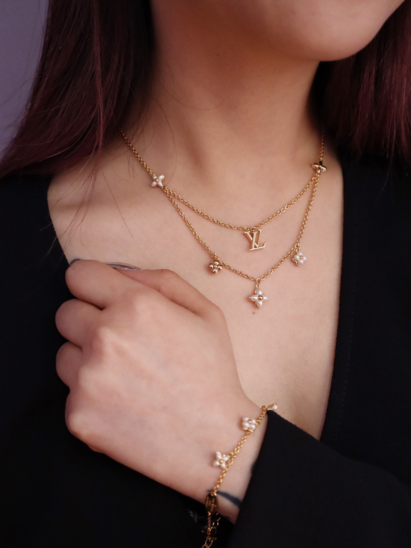 Louis Vuitton four leaf clover pearl bracelet