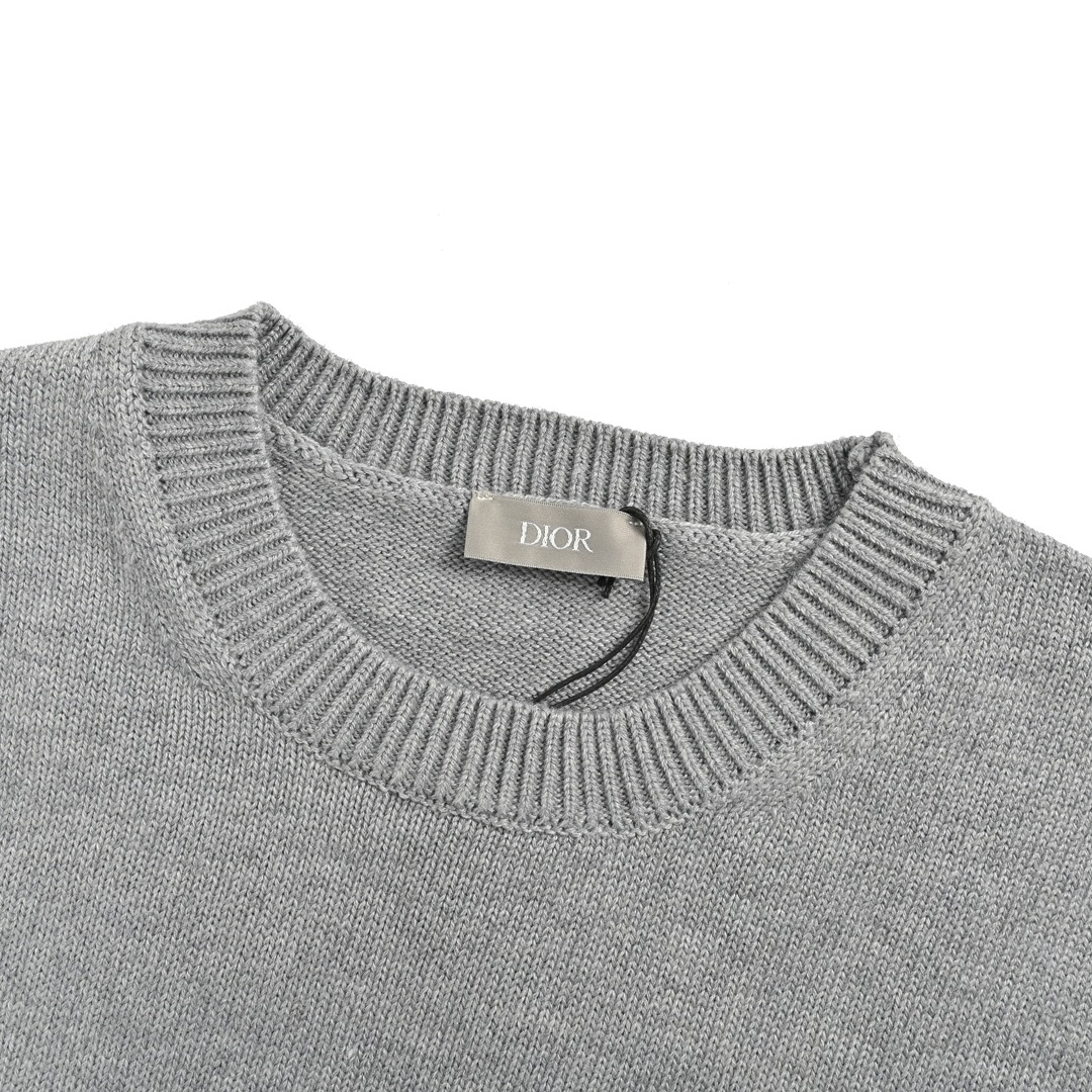 Dior 24Fw signature letter embroidered crew neck sweater