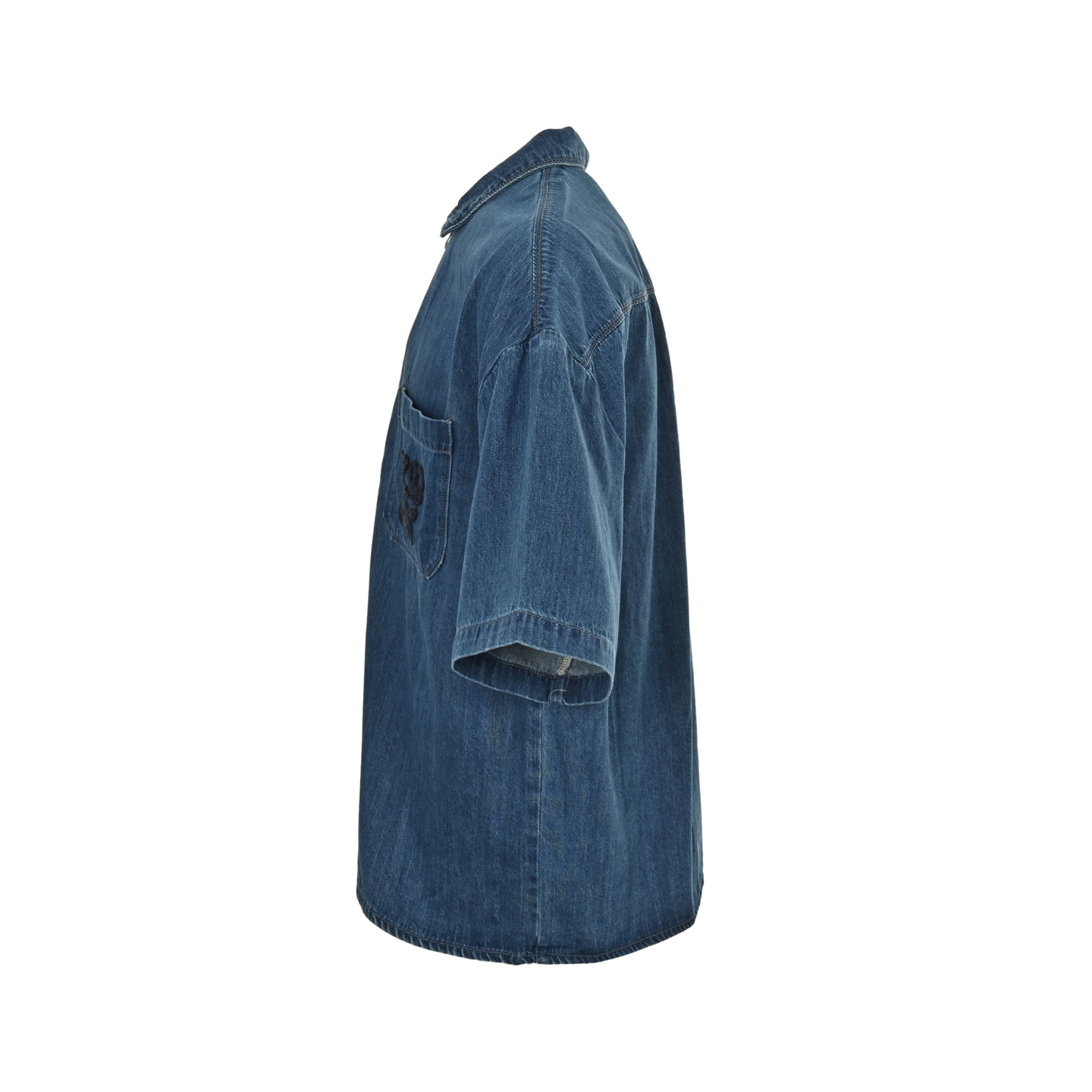 Loewe 25ss embroidered pocket denim short-sleeved shirt