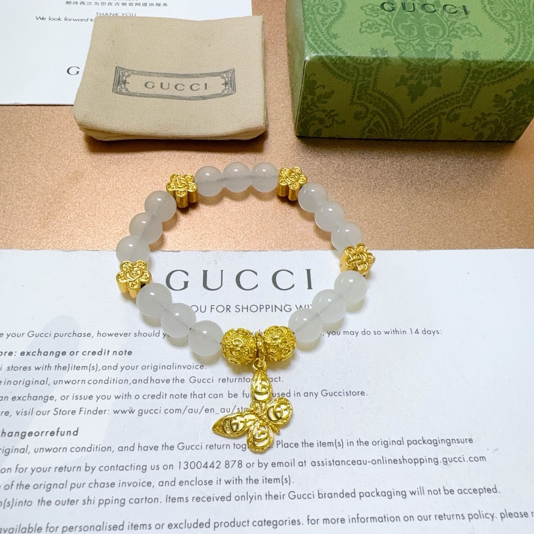 Gucci GG gold agate bracelet