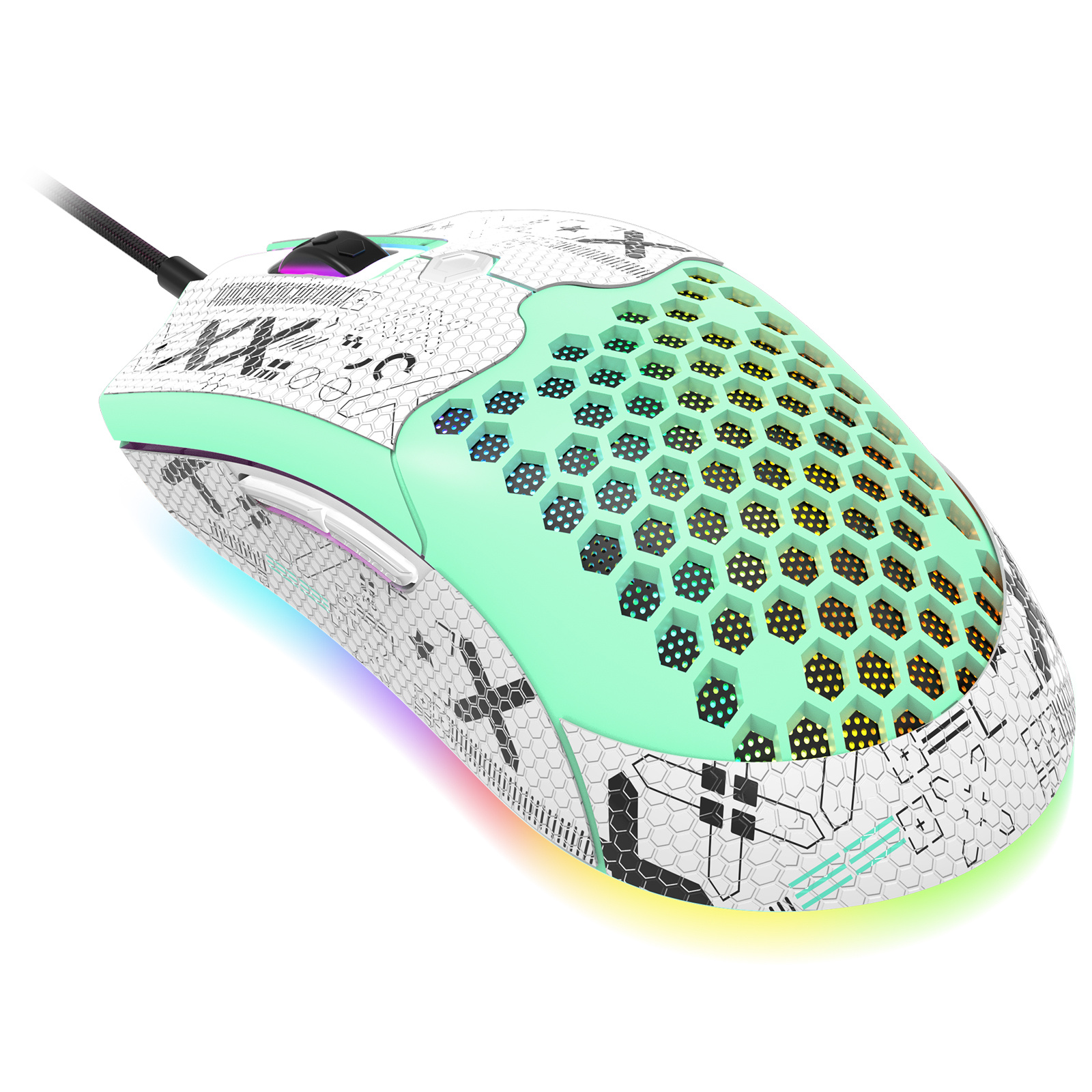 M5 Ultralight Wired Gaming Mouse, Lightweight Honeycomb Shell, Pixart PAW3325, 6 Adjustable DPI 12000, 26 RGB Breathing Backlit Mice, 65g, USB Optical Model O Mice For Win11/Xbox/PS/Mac