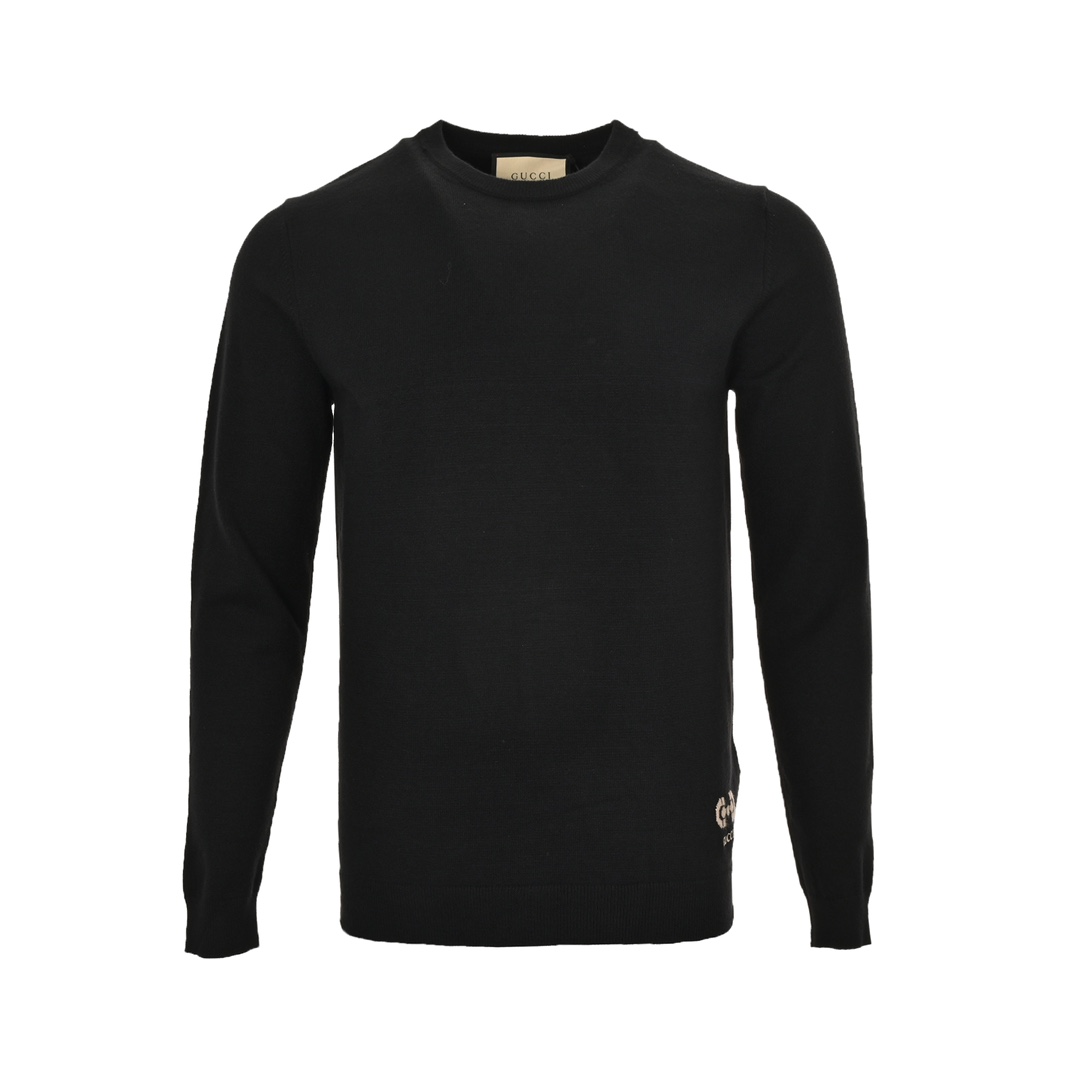 Gucci 24Fw jacquard crewneck sweater with logo hem