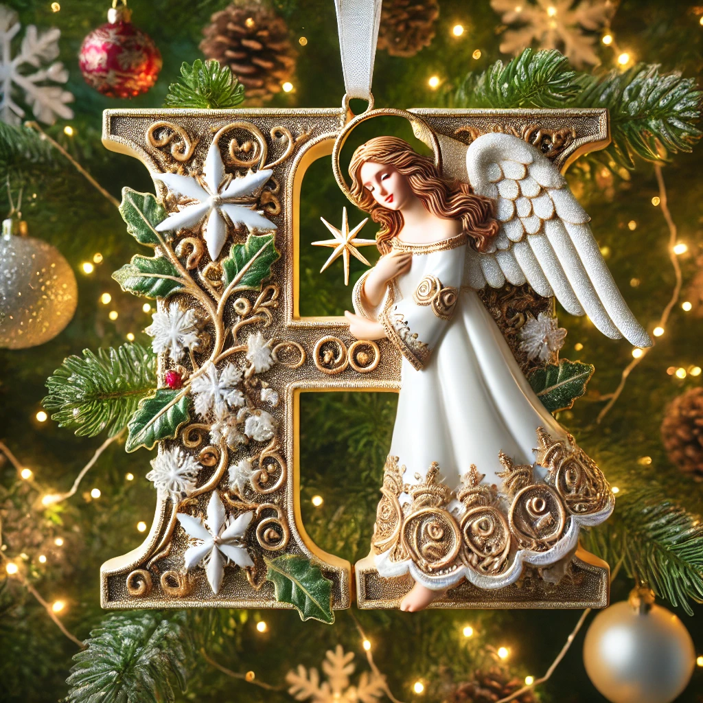 Angel Initial Christmas Ornaments