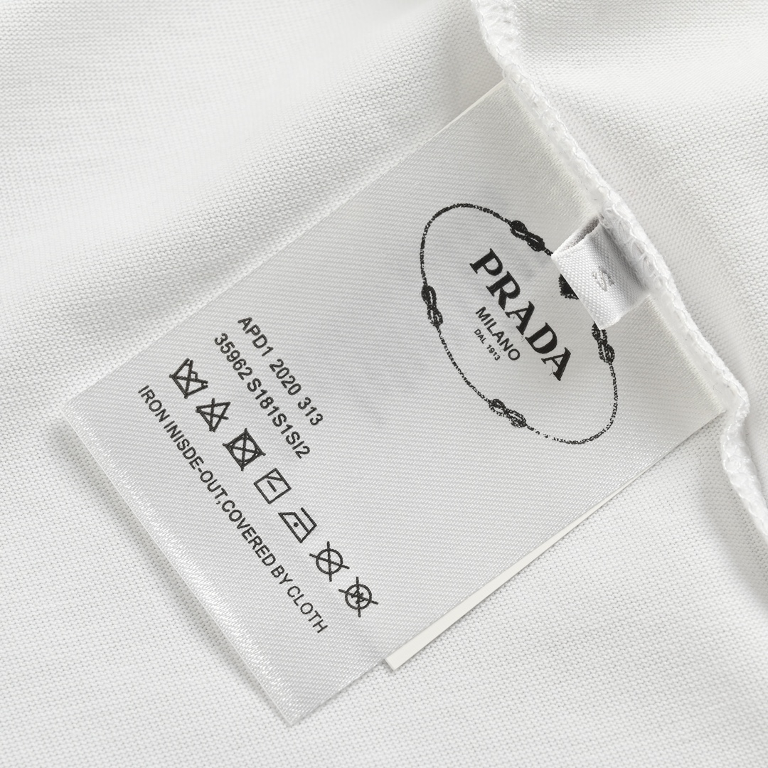 Prada 24ss toothbrush embroidered letter logo short sleeve