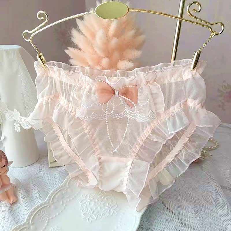 Bow Knot Flouncing Mesh Panty