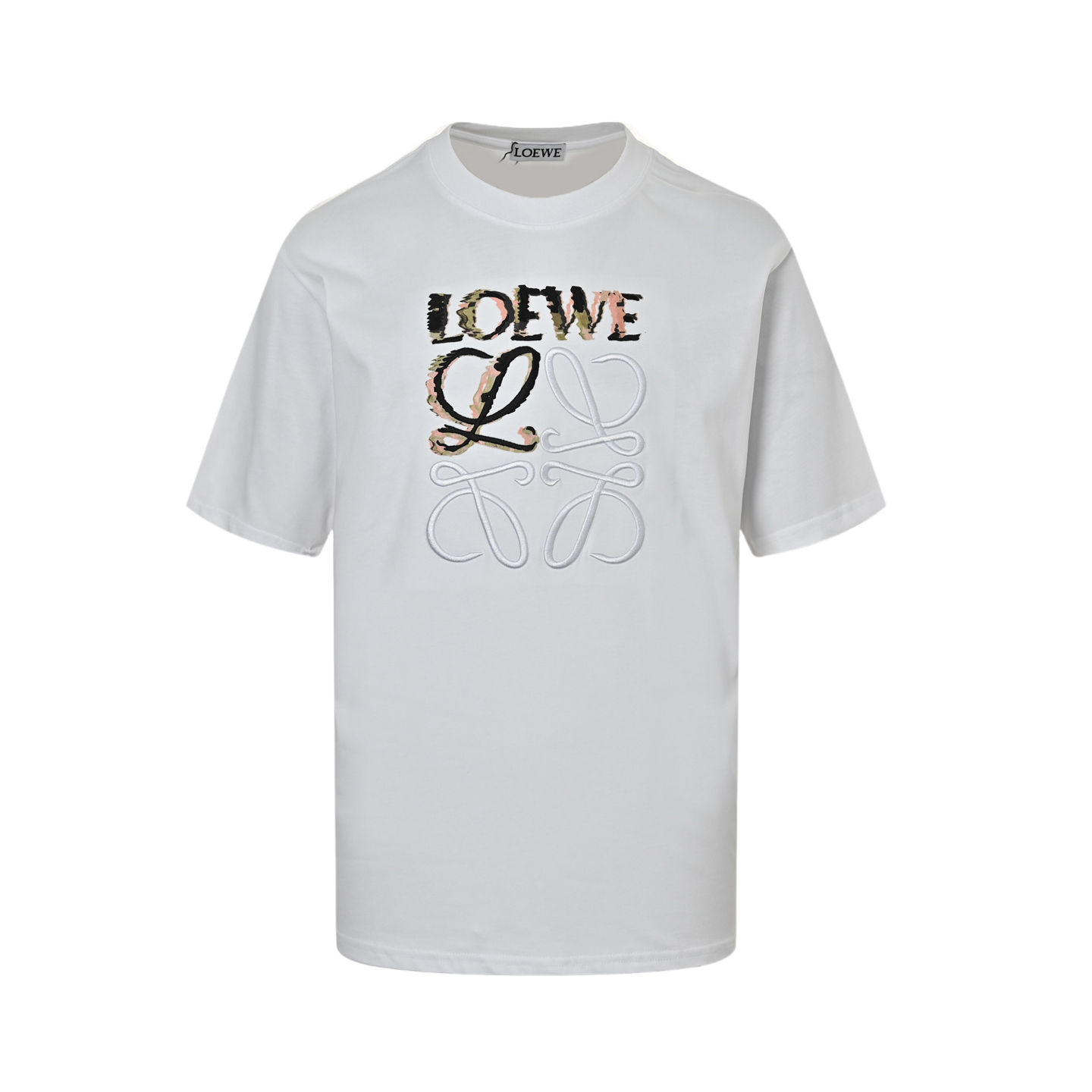 Loewe 24ss half-hand-painted graffiti embroidered logo short sleeve