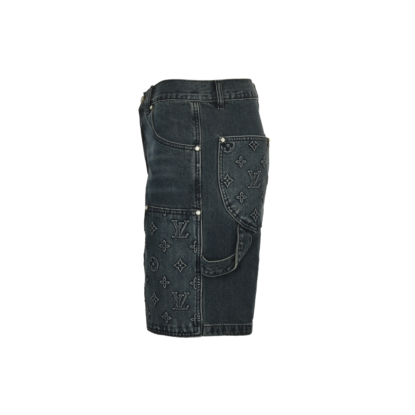 Louis Vuitton 25ss monogram embossed denim shorts