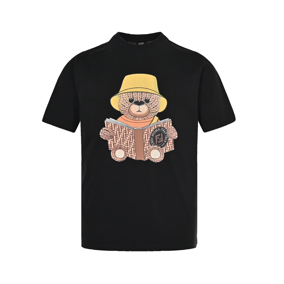 Fendi 23ss wool bear print short sleeves
