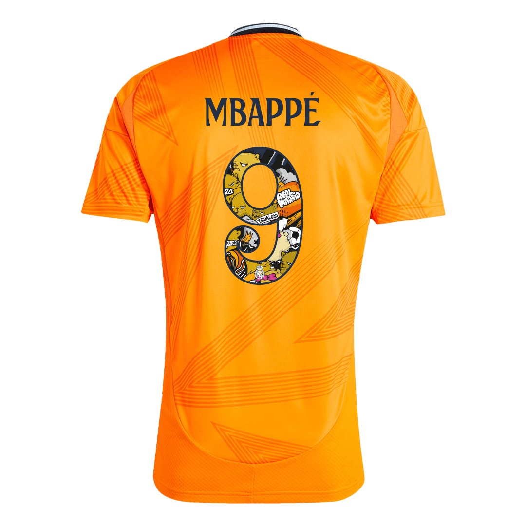 Mbappé #9 away football shirt Real Madrid 2024/25 - Bear Champ font