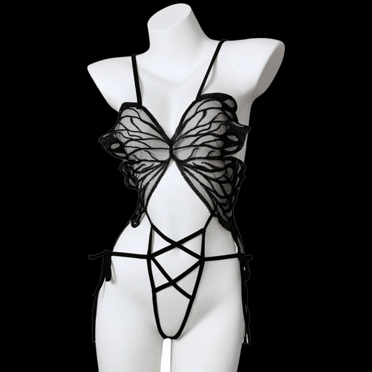 Butterfly Hollow Out See Through Jumpsuit Lingerie