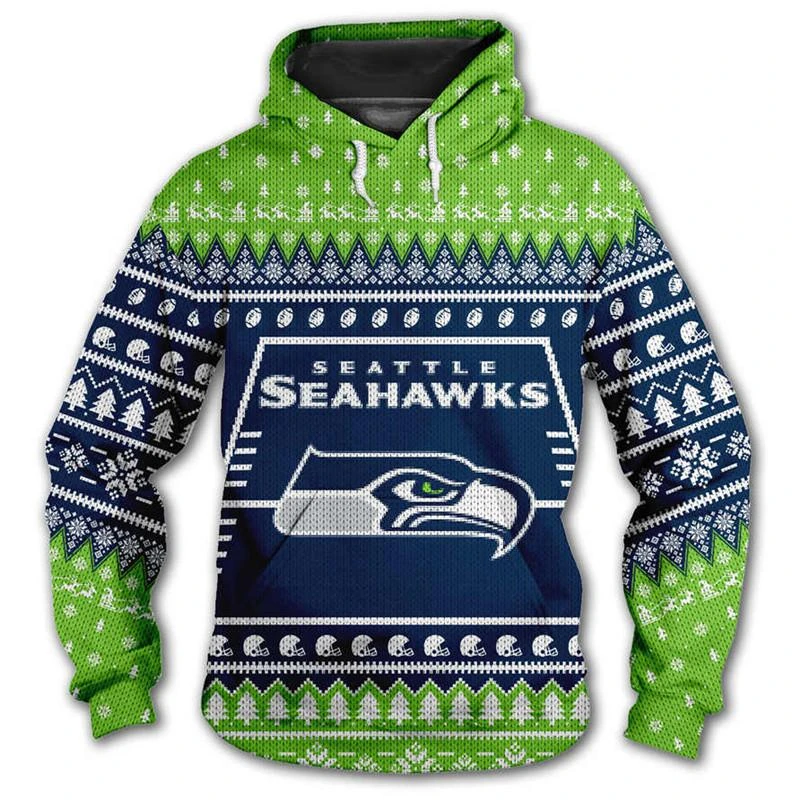 SEATTLE SEAHAWKS 3D CHRISTMAS HOODIE ABC02