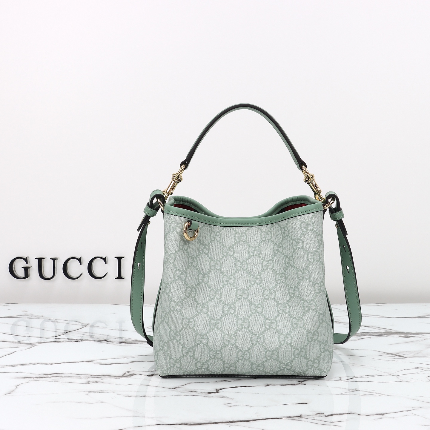 Gucci GG Emblem small bucket bag 815118 FAD6L 8458