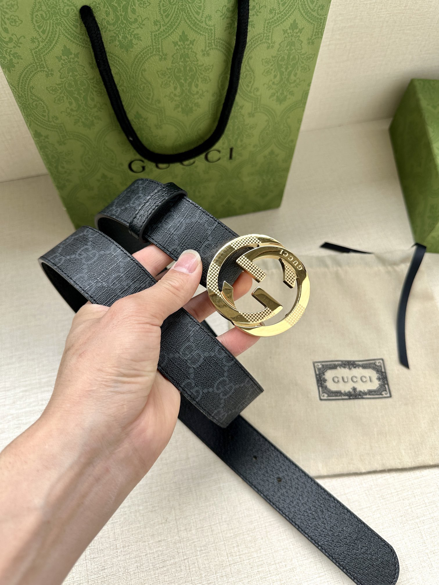 Gucci Marmont printed leather belt 3.8 cm wide