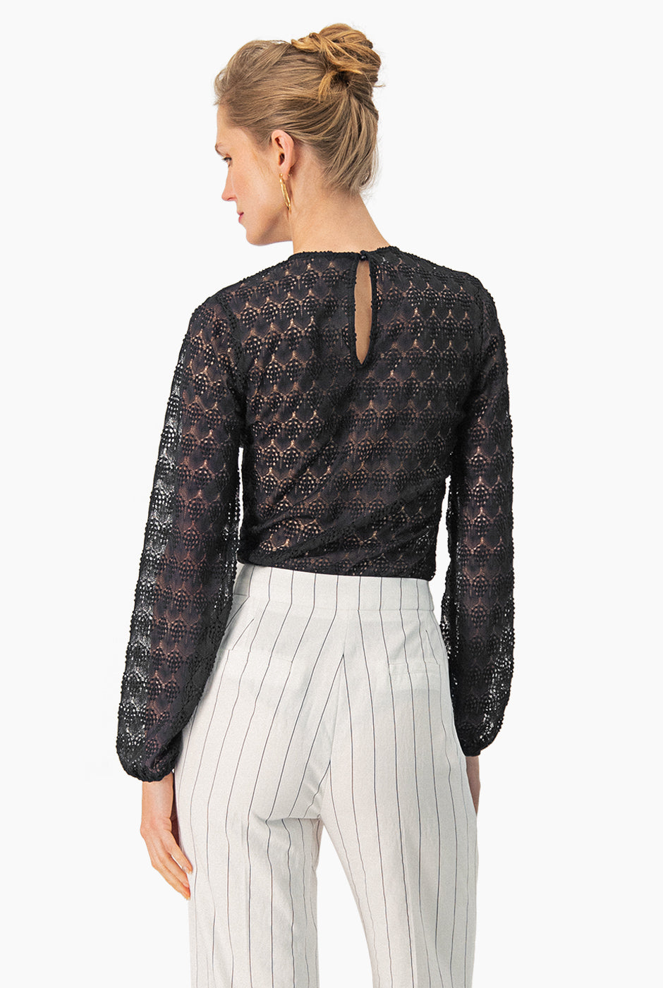 Blusa recta de manga larga marino