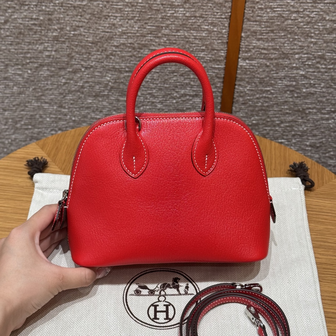 Hermès Mini Bolide S3Rouge Coeur9RLime Handbag (Handmade to order)