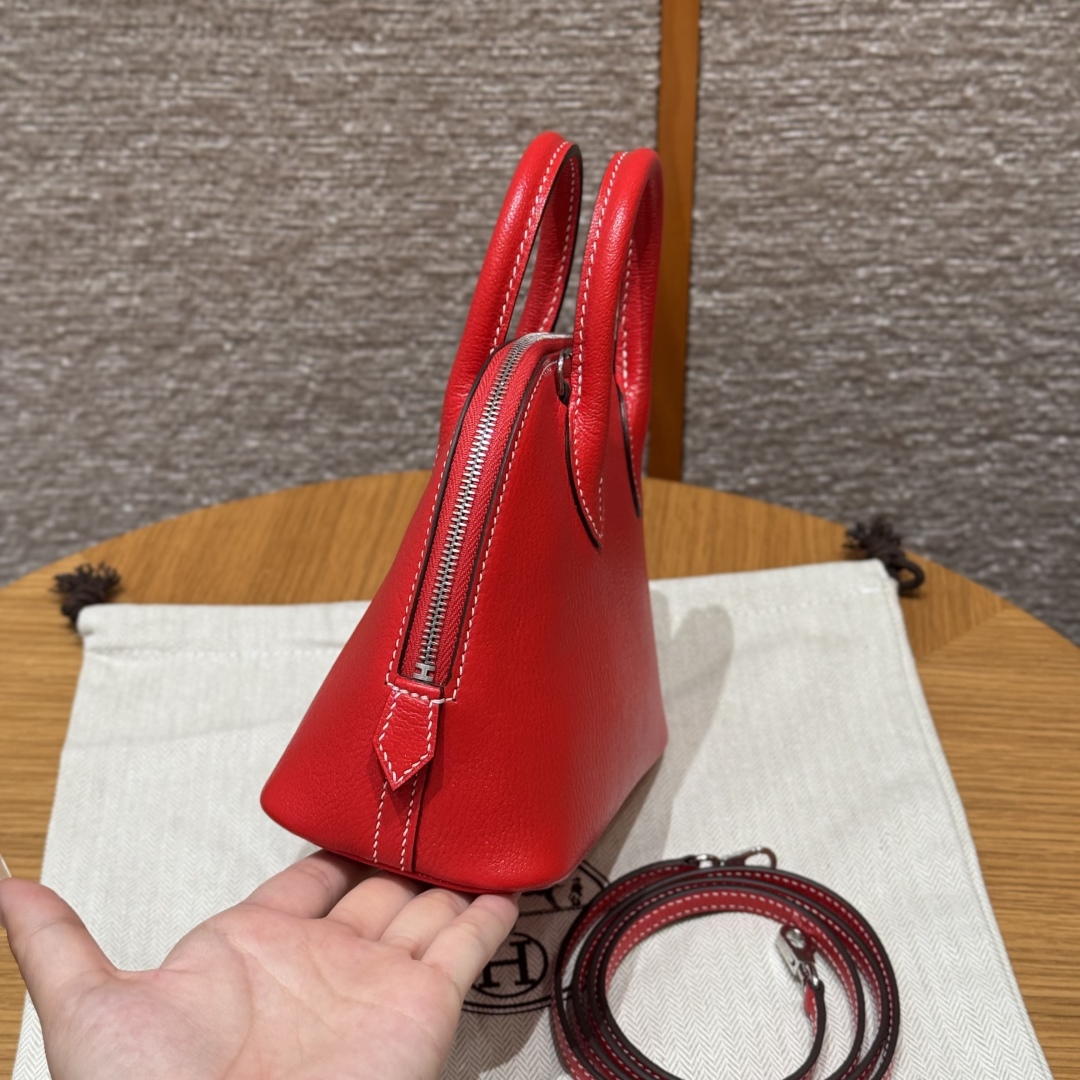 Hermès Mini Bolide S3Rouge Coeur9RLime Handbag (Handmade to order)