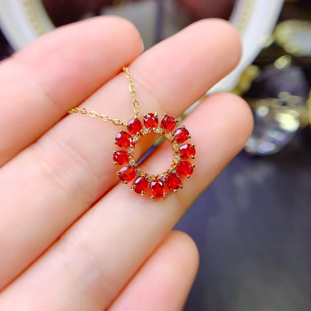 925 Sterling silver natural red sapphire blue necklace jewelry fire color good beauty women's luxury jewelry certified boutique