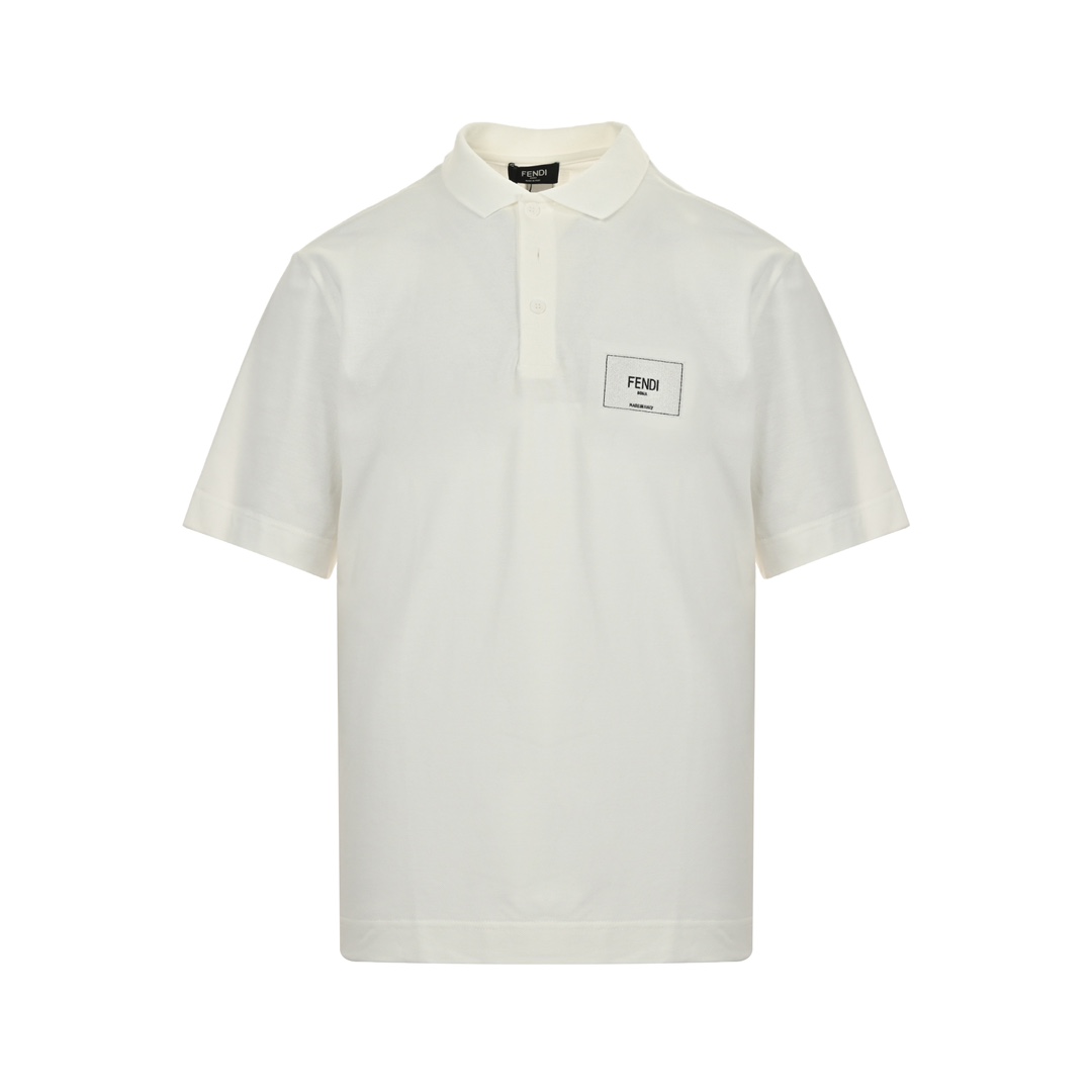 Fendi Square Logo Embroidered Label Short Sleeve Polo Short Sleeve