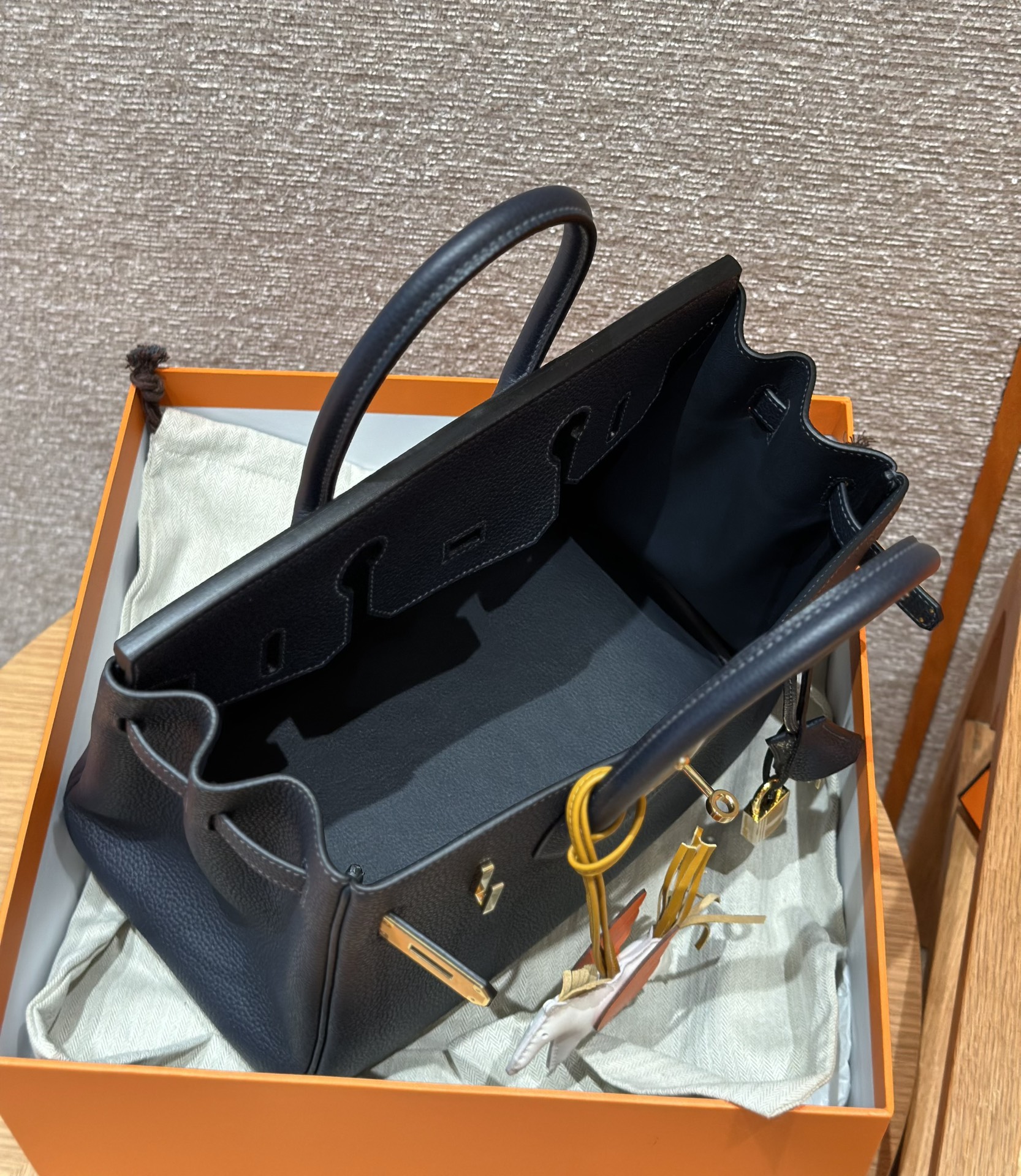 Hermes Birkin 76Bleu indigo handbag (handmade to order)