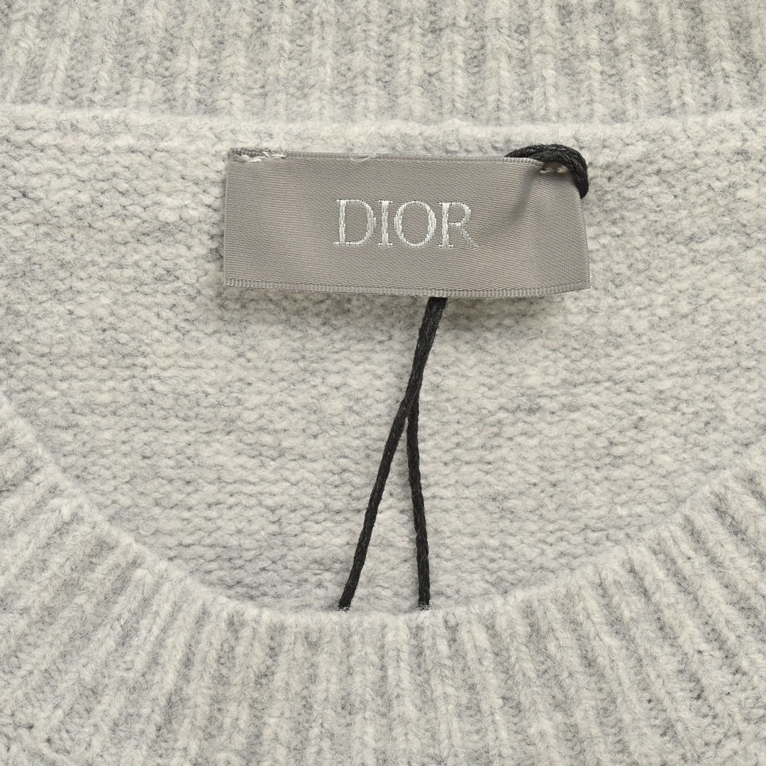 Dior 24Fw lily of the valley embroidered crewneck sweater
