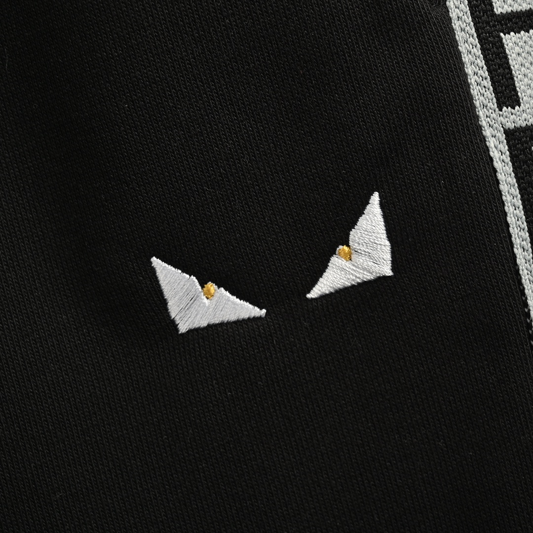 Fendi 24Fw embroidered eyes side webbing trousers
