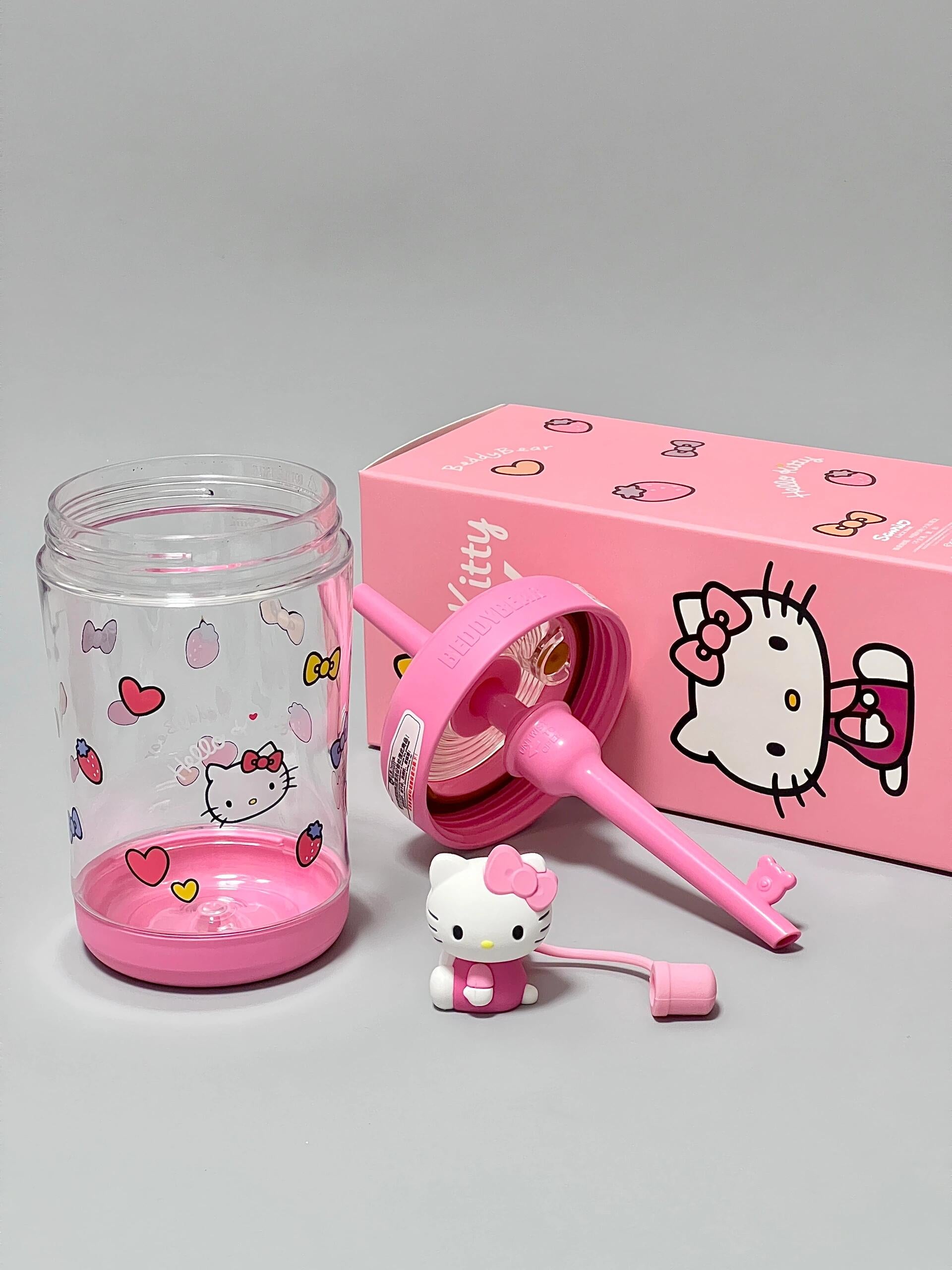 Hellokitty Water Bottle with Sleeve, 18.5OZ Water Bottle with Straw Gym Water Bottle for Sport Workout