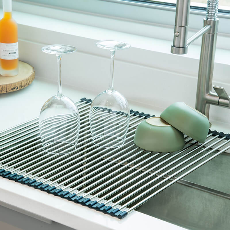 Multipurpose Over-Sink Roll-Up Dish Drying Rack