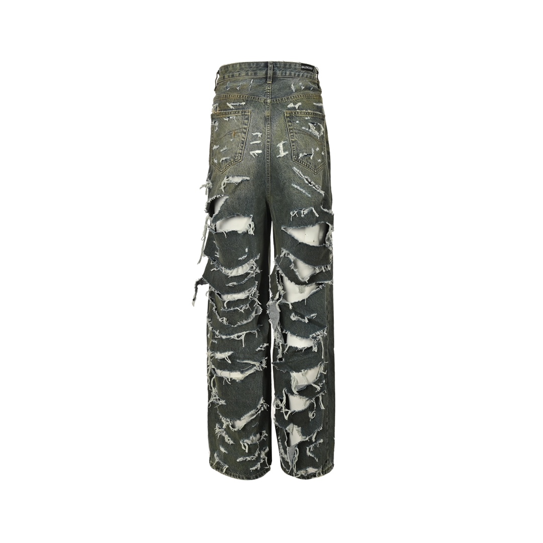 Balenciaga Blue Destroyed Denim Jeans