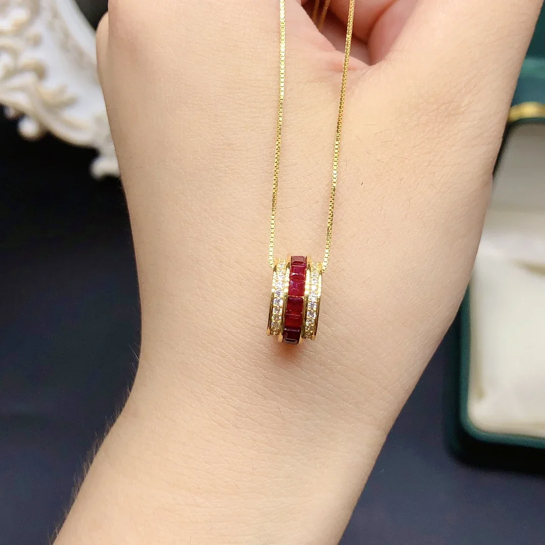 S925 Sterling Silver Natural Ruby Fire Full Color Good Pendant Ladies Luxury Necklace Free Free Shipping Jewelry Certified