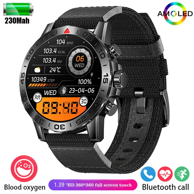 2024 New Men's outdoor HD Bluetooth and Call Smartwatch 100+ Sport Mode 1.39 Full screen Touch IP68 waterproof men's smartwatch