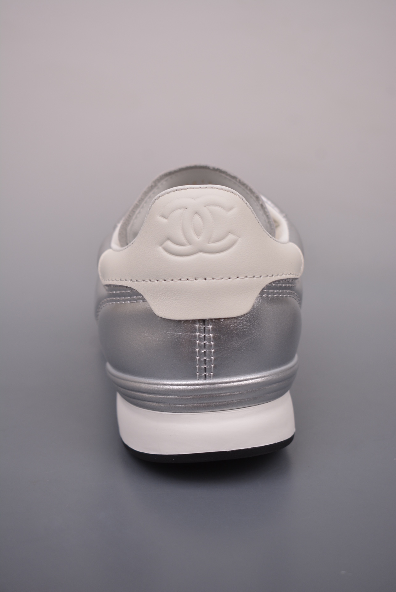Chanel A23 CC Quilted Trainers Sneaker Silver