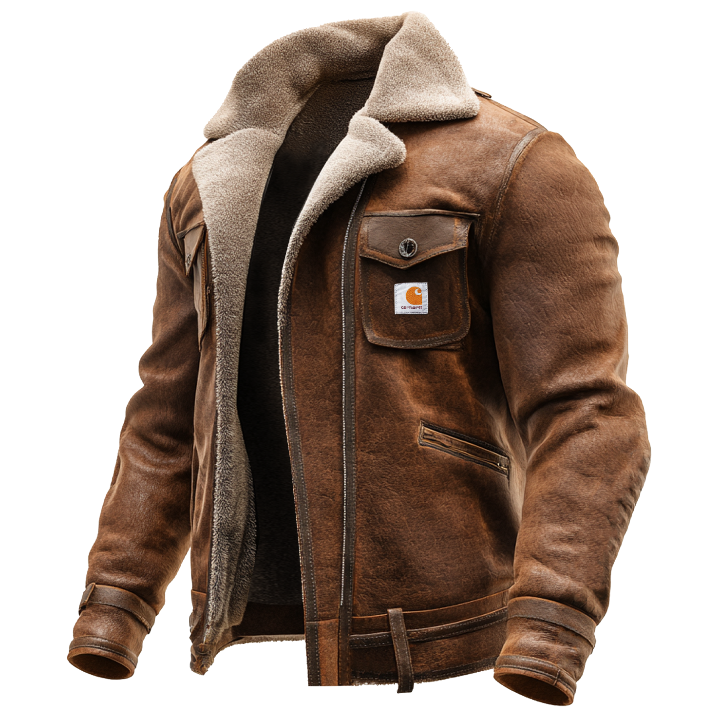 Men's Vintage Brown Suede Leather Jacket With Sherpa Lining