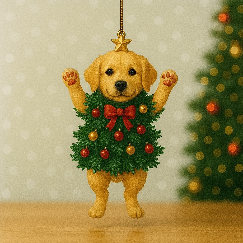 Puppy Tree Christmas Ornament
